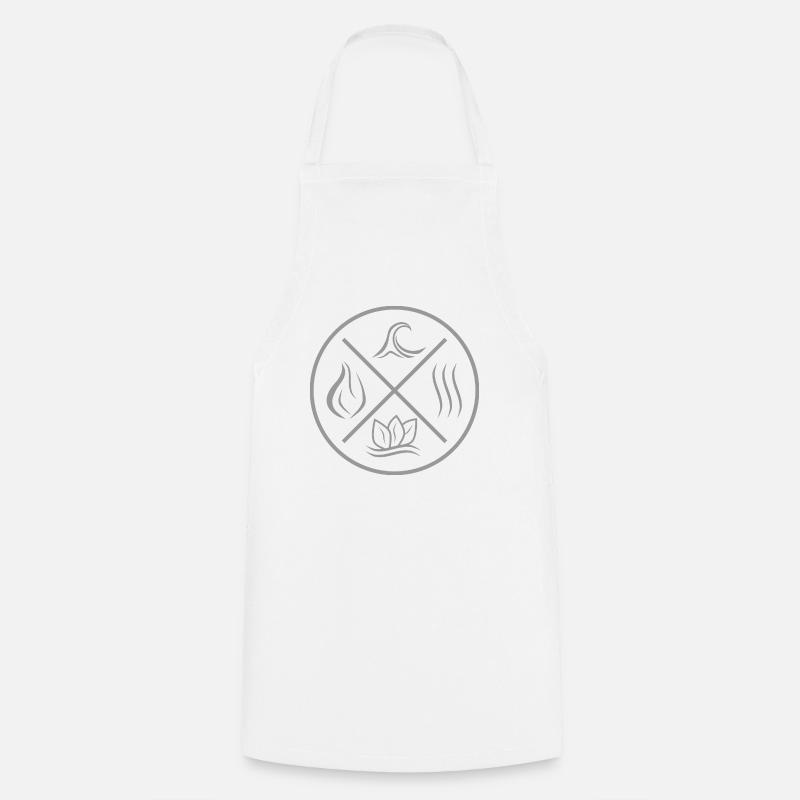 Les 4 éléments - feu, eau, terre, air - Tablier de cuisine - blanc