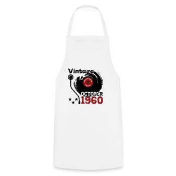 Octobre Né 1960 62ème anniversaire Cadeau - Tablier de cuisine - blanc - Devant - AI Model Male 185 dark (185cm)