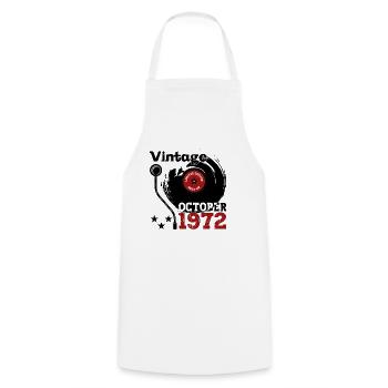 Octobre Vintage 1972 50ème Cadeau d’Anniversaire - Tablier de cuisine - blanc - Devant - AI Model Male 185 dark (185cm)