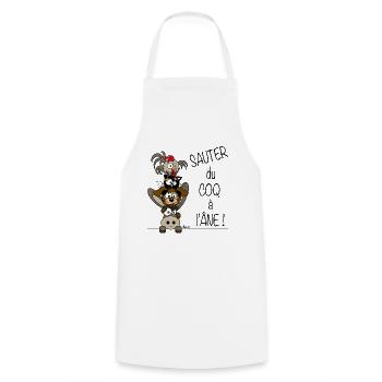 Sauter du Coq à l'Âne - Tablier de cuisine - blanc - Devant - AI Model Male 185 dark (185cm)