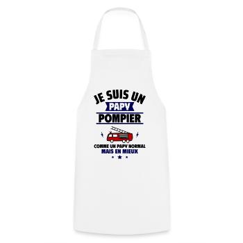 Papy pompier plus cool, fête des grands-pères - Tablier de cuisine - blanc - Devant - AI Model Male 185 dark (185cm)