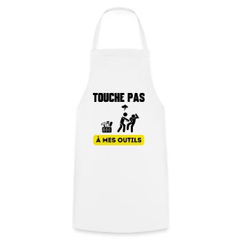 touche pas à mes outils - Tablier de cuisine - blanc - Devant - AI Model Male 185 dark (185cm)