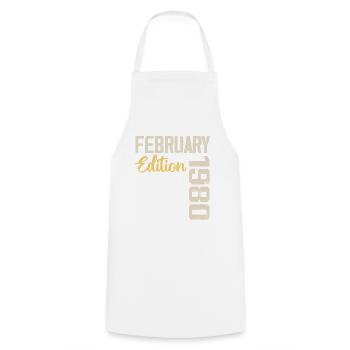 Février 1976 Anniversaire Février 1976 Rétro - Tablier de cuisine - blanc - Devant - AI Model Male 185 dark (185cm)