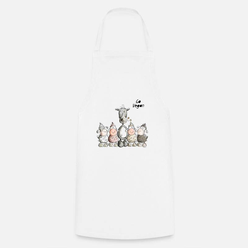 Go Vegan Wolf And Sheep - Comic - Cooking Apron - white