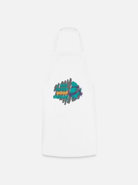 Funny dino with fitness tires during sports - Cooking Apron - white