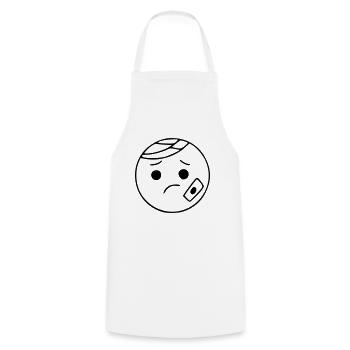 Emoji sketch blesse noir - Tablier de cuisine - blanc - Devant - AI Model Male 185 dark (185cm)