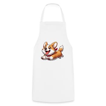 Corgi - Kochschürze - Weiß - Vorne - AI Model Male 185 dark (185cm)