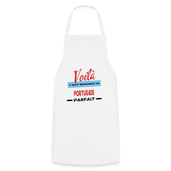 Voilà a quoi ressemble un PORTUGAIS Humour - Tablier de cuisine - blanc - Devant - AI Model Male 185 dark (185cm)