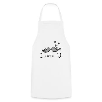 Je t’aime les oiseaux couple d’animaux - Tablier de cuisine - blanc - Devant - AI Model Male 185 dark (185cm)