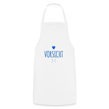 Warnung - Kochschürze - Weiß - Vorne - AI Model Male 185 dark (185cm)
