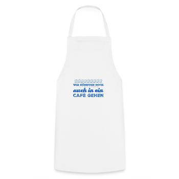 ab ins Cafe - Kochschürze - Weiß - Vorne - AI Model Male 185 dark (185cm)