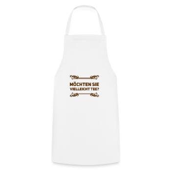 darf es Tee sein? - Kochschürze - Weiß - Vorne - AI Model Male 185 dark (185cm)