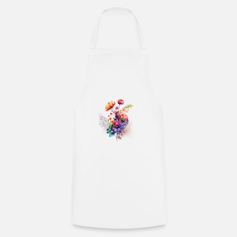 Flower - Cooking Apron - white