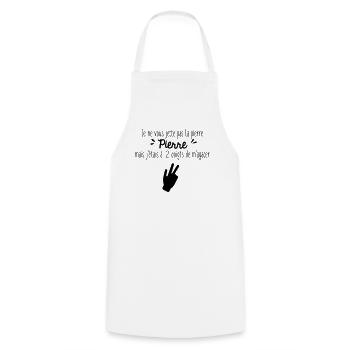 Je ne vous jette pas la pierre Pierre - Tablier de cuisine - blanc - Devant - AI Model Male 185 dark (185cm)