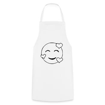 Emoji amoureux croquis noir - Tablier de cuisine - blanc - Devant - AI Model Male 185 dark (185cm)