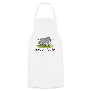 save animals animal elephant nature protection - Cooking Apron - white - Front - AI Model Male 185 dark (185cm)