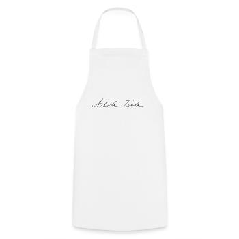 Nikola Tesla signature 1900 - Cooking Apron - white - Front - AI Model Male 185 dark (185cm)