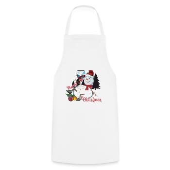 Noël, vin Noël, vin rouge vin drôle vin vin - Tablier de cuisine - blanc - Devant - AI Model Male 185 dark (185cm)