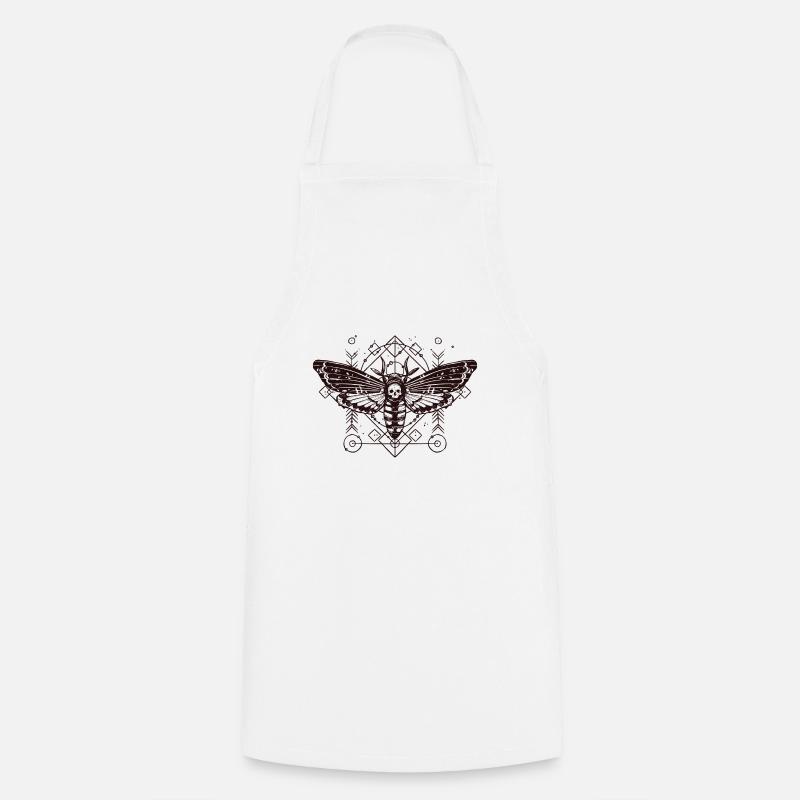Moth Skull Schaedel Insect Tattoo Butterfly B - Cooking Apron - white
