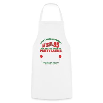 85th Birthday Man and Woman Guestbook - Cooking Apron - white - Front - AI Model Male 185 dark (185cm)