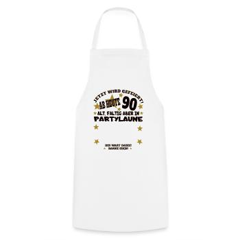 90th Birthday Man and Woman Guestbook - Cooking Apron - white - Front - AI Model Male 185 dark (185cm)