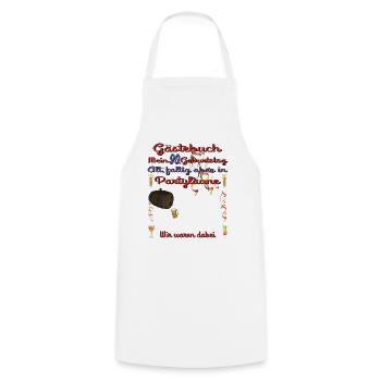 Livre d’or homme et femme 90e anniversaire - Tablier de cuisine - blanc - Devant - AI Model Male 185 dark (185cm)