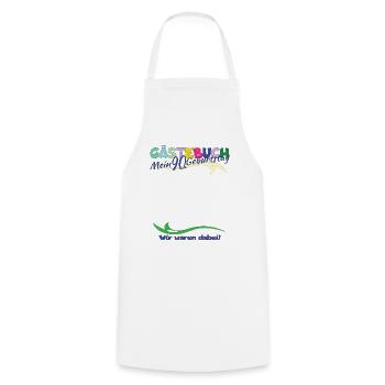 90th Birthday Man and Woman Guestbook - Cooking Apron - white - Front - AI Model Male 185 dark (185cm)