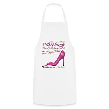 Livre d’or homme et femme 90e anniversaire - Tablier de cuisine - blanc - Devant - AI Model Male 185 dark (185cm)