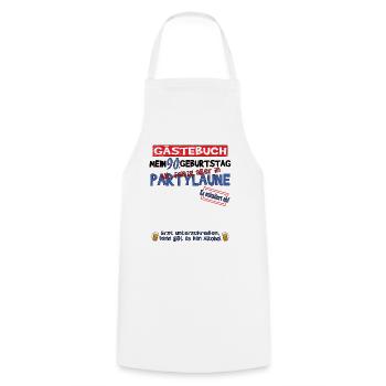 Livre d’or homme et femme 90e anniversaire - Tablier de cuisine - blanc - Devant - AI Model Male 185 dark (185cm)