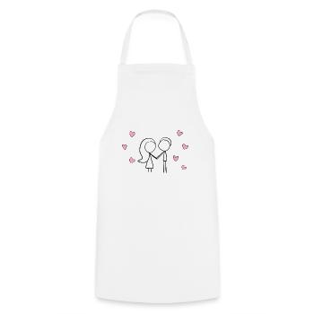 pärchen liebe herzen rosa herz Valentinstag - Kochschürze - Weiß - Vorne - AI Model Male 185 dark (185cm)