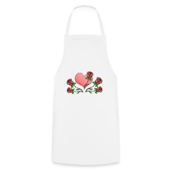 Rose Fleurs Plantes Coeur Rouge - Tablier de cuisine - blanc - Devant - AI Model Male 185 dark (185cm)