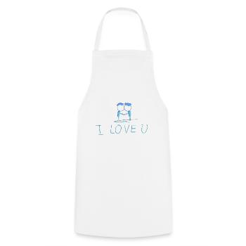couple blue lovers gay - Cooking Apron - white - Front - AI Model Male 185 dark (185cm)