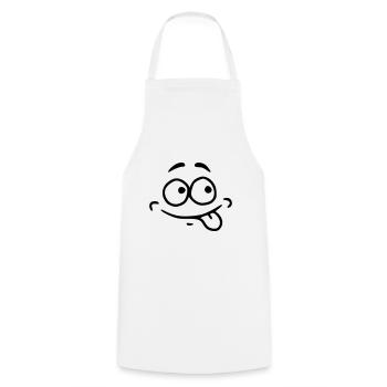 Émoji faim esquisse noir - Tablier de cuisine - blanc - Devant - AI Model Male 185 dark (185cm)