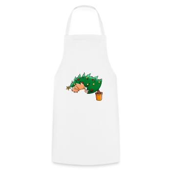 Christmas funny cat Christmas tree cat ugly - Cooking Apron - white - Front - AI Model Male 185 dark (185cm)