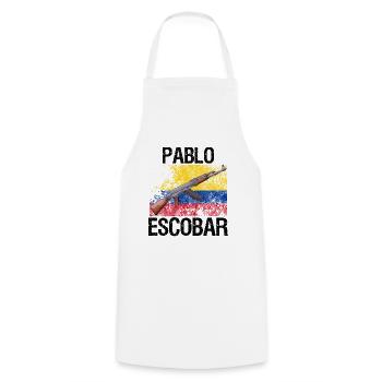 Pablo Escobar "Ak 47" - Cooking Apron - white - Front - AI Model Male 185 dark (185cm)