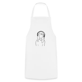 Anime Manga Fille Écouteurs Écouter de la musique - Tablier de cuisine - blanc - Devant - AI Model Male 185 dark (185cm)