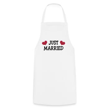 Just Married - Wedding - Cooking Apron - white - Front - AI Model Male 185 dark (185cm)