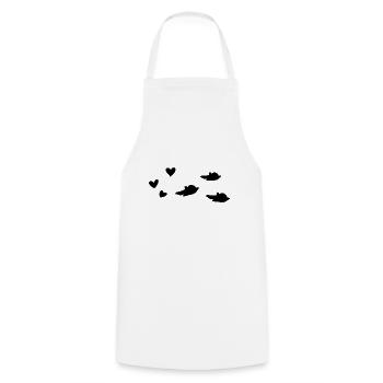 Heart animals birds fly - Cooking Apron - white - Front - AI Model Male 185 dark (185cm)