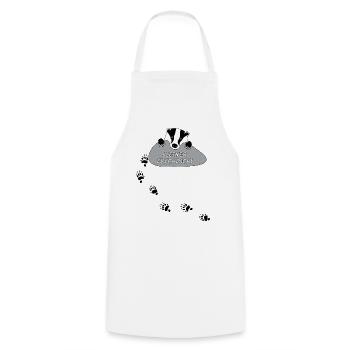 smaller frechdachs badger cheeky track animal paw - Cooking Apron - white - Front - AI Model Male 185 dark (185cm)
