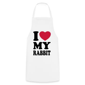 I love my rabbit - Ich liebe mein Kaninchen - Kochschürze - Weiß - Vorne - AI Model Male 185 dark (185cm)