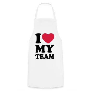 I love my team - Cooking Apron - white - Front - AI Model Male 185 dark (185cm)