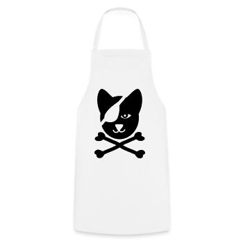 katze pirat seefahrt - Kochschürze - Weiß - Vorne - AI Model Male 185 dark (185cm)
