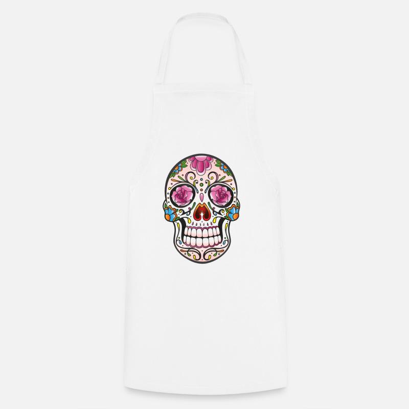 Mexican Sugar Skull, day of the dead - Cooking Apron - white