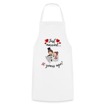 50 years wedding anniversary - Cooking Apron - white - Front - AI Model Male 185 dark (185cm)