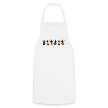 HORA - Traditional Romanian folk art - Cooking Apron - white - Front - AI Model Male 185 dark (185cm)