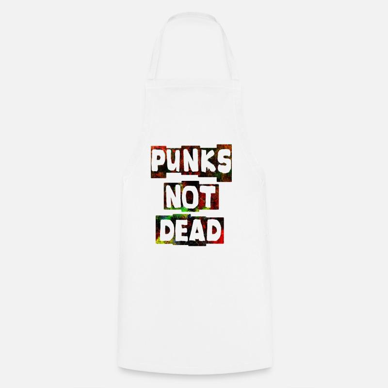 PUNKS NOT DEAD Punk Punks rocker ska punk - Cooking Apron - white