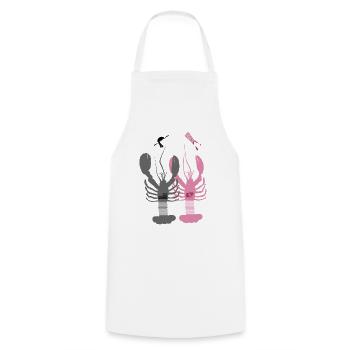 Bretagne - Homards gris et rose - Tablier de cuisine - blanc - Devant - AI Model Male 185 dark (185cm)