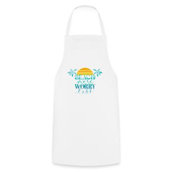 Beach More. Worry Less. - Cooking Apron - white - Front - AI Model Male 185 dark (185cm)