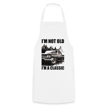 Voitures classiques en noir et blanc - Tablier de cuisine - blanc - Devant - AI Model Male 185 dark (185cm)