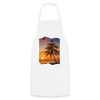 Holiday Dreams - Plage avec coucher de soleil - Tablier de cuisine - blanc - Devant - AI Model Male 185 dark (185cm)
